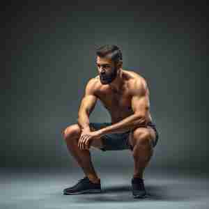 Man doing squating exercise