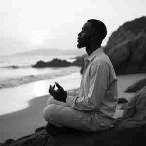 African - American man practicing mindfulness