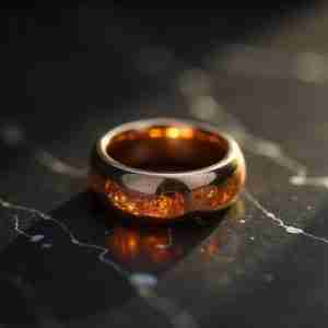 Silver Oura ring on a marble surface