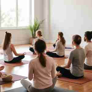 People seated in a meditation posture 