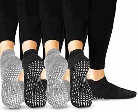 LA ACTIVE Non Slip Yoga Grip Socks - Barre Ballet Pilates Athletic Socks for Men and Women 