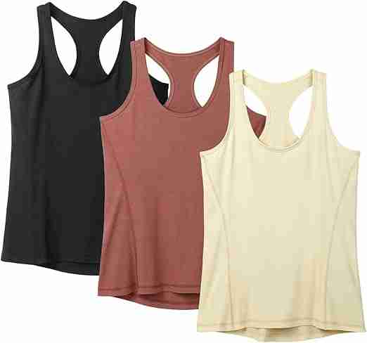 Icyzone Women's Racerback Workout Athletic Running Tank Tops (Pack of 3)