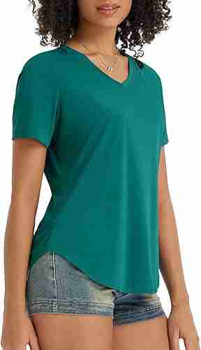 baleaf Women's Short Sleeve Shirts UPF 50+ Sun Shirt V Neck UV Workout Moisture Wicking Quick Dry T-Shirts 