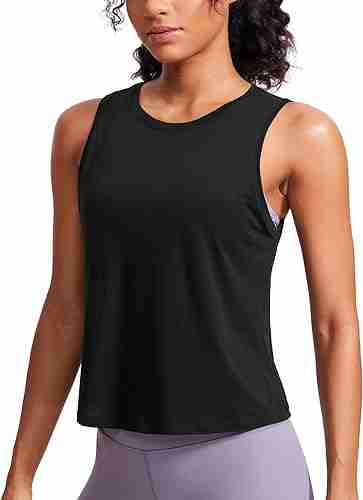 10 Comfiest Yoga Sleeveless Tops You’ll Love to Wear On and Off the Mat: CRZ YOGA Women's Pima Cotton Sleeveless Loose Tank Tops Exercise Gym Yoga Tops Athletic Shirts