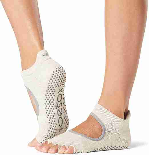 toesox Women's Bellarina Non-Slip Half Toe Grip Socks, Yoga, Pilates, Barre, Dance, 1 Pair, Black