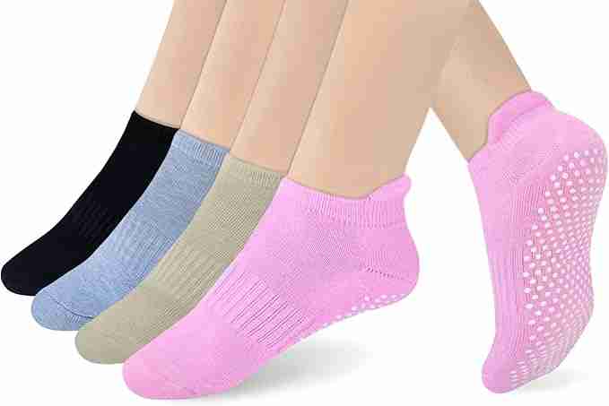 RATIVE Non Slip Grip Socks for Women & Men Anti Skid Pilates, Yoga, Barre, Hospital Socks