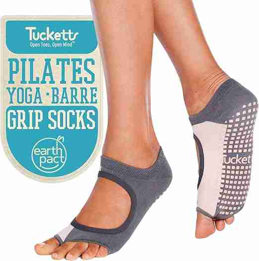 Tucketts Toeless Pilates Socks with Grips for Women, Non-Slip Yoga & Barre Socks for Stability & Barefoot Workouts, Size 6-13 13 Best Ladies Yoga Socks for Grip, Comfort, and Flow